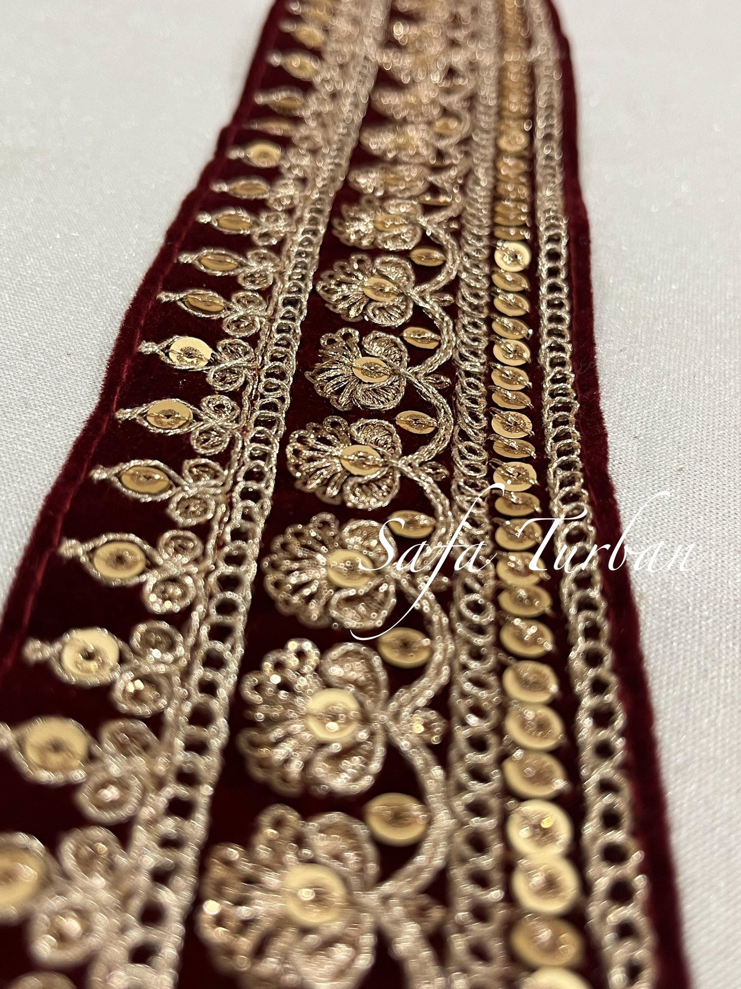 Magenta/Maroon-Golden 2.25" (inch) width Highlight Border Lace for Dresses, Sarees, Lehenga, Suits, Blouses, Dupatta, Chunri, and Craft
