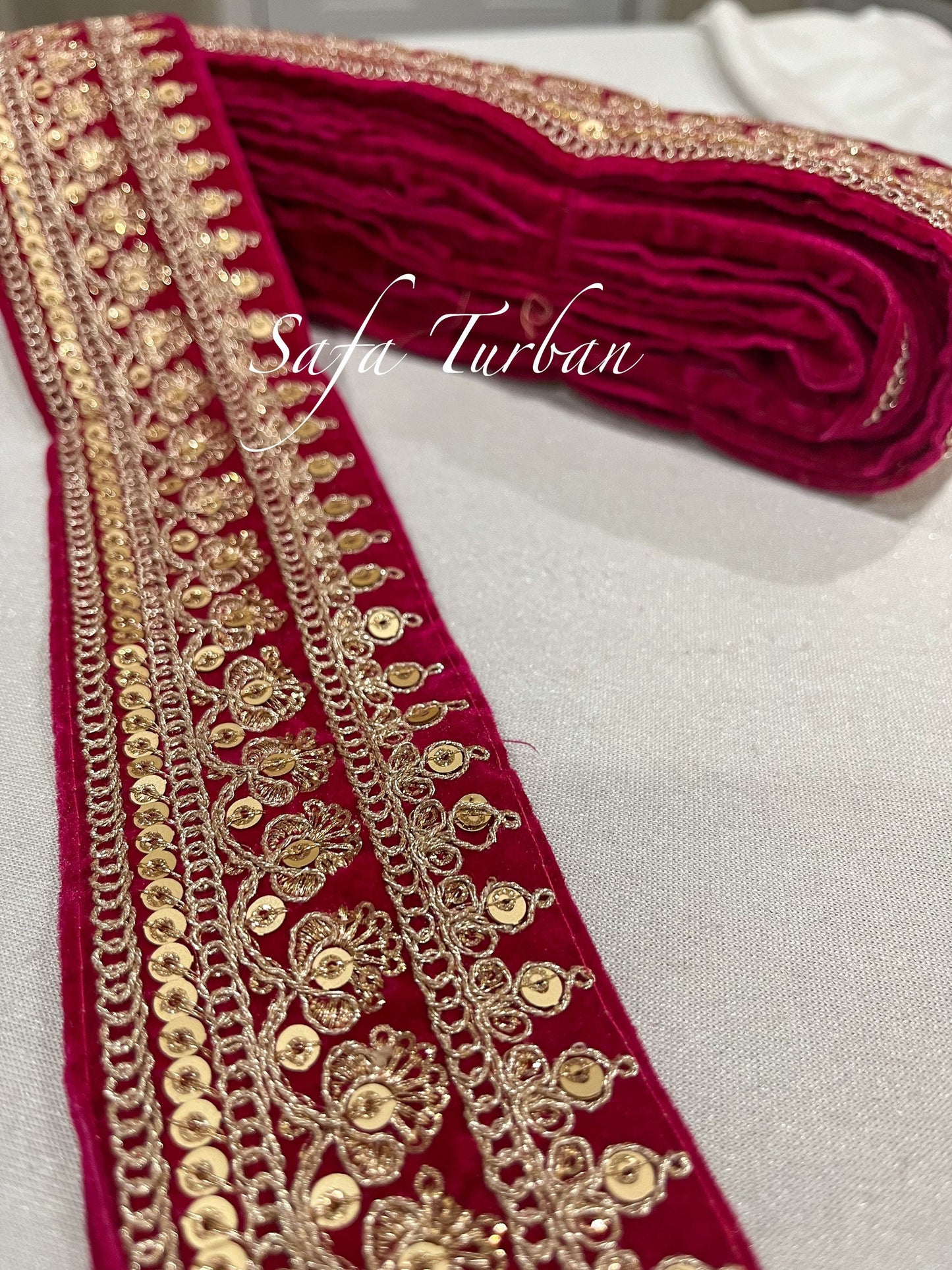 Magenta/Maroon-Golden 2.25" (inch) width Highlight Border Lace for Dresses, Sarees, Lehenga, Suits, Blouses, Dupatta, Chunri, and Craft