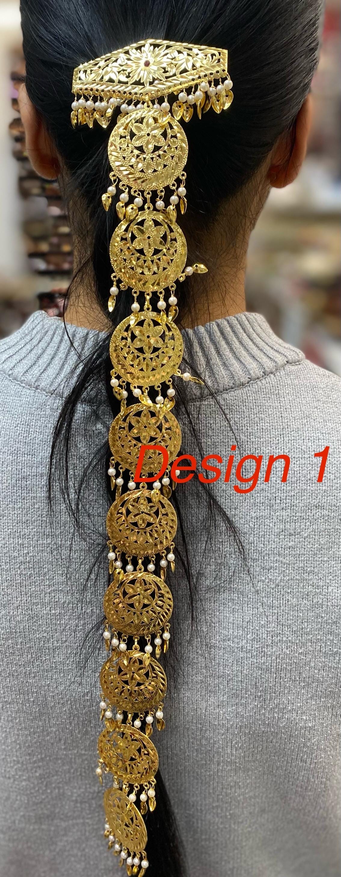 Golden Morni Traditional Pippal Patti Paranda/ Parandi / Hair Extensions with Beads for Women and Girls (Sold per piece)