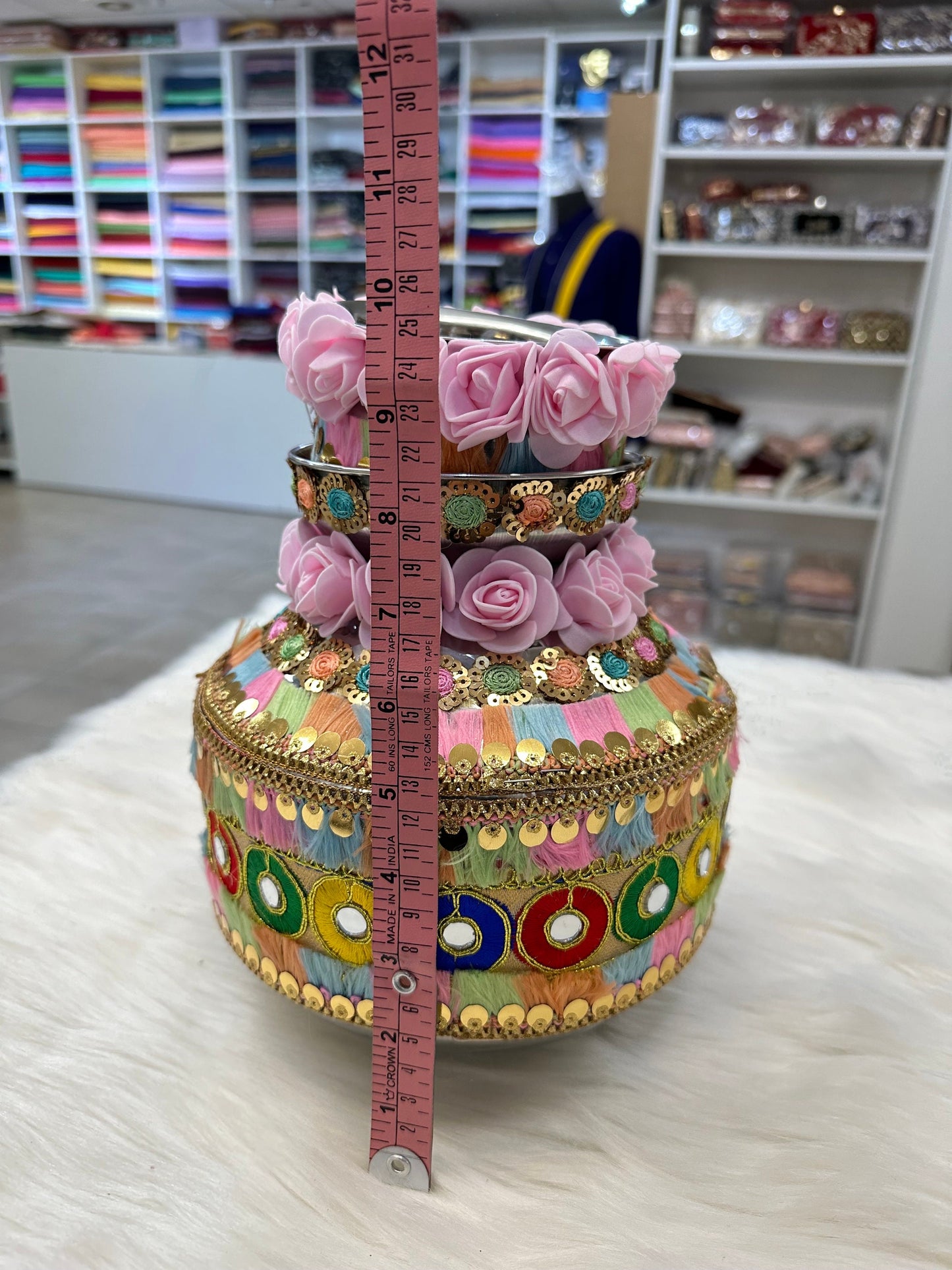 Wedding Accessories-Multicolour Flower Decorated Ghadoli/Matka/Kalash For Wedding/Puja.