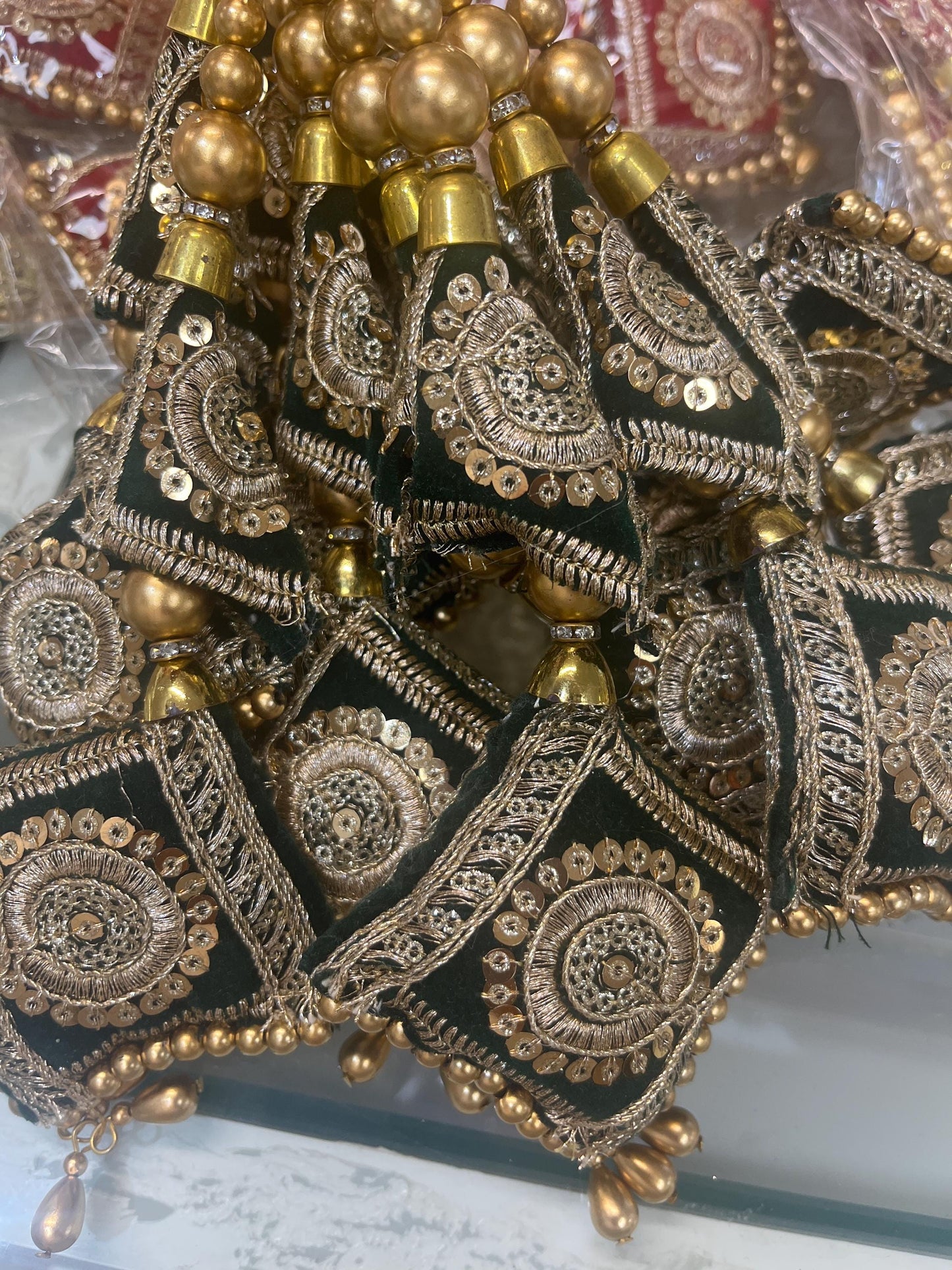 Fashion Handmade Latkan, Stylish Heavy Long for Lehenga, Chunni Border, Hanging Latkan for Lehenga, Handmade Pillow Shaped latkan