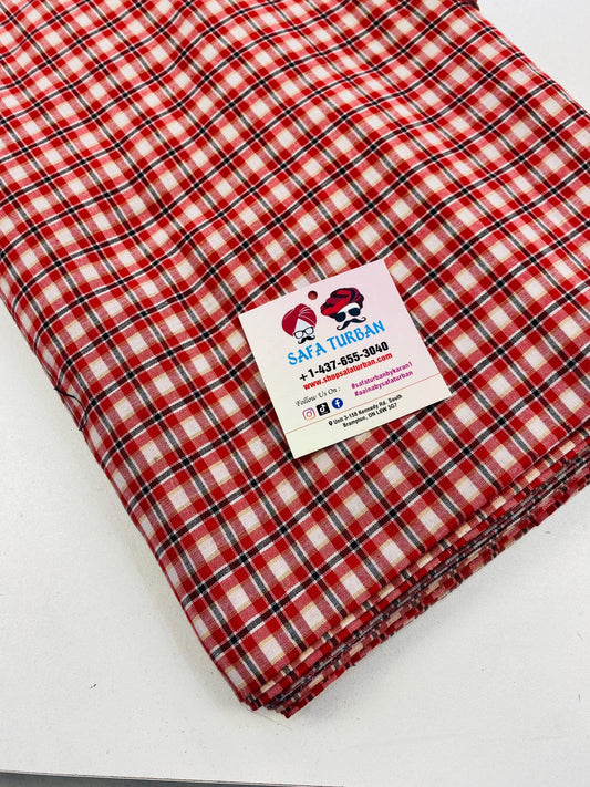 Unstitched Red & black and white Colour Check Parna (Check Parna)