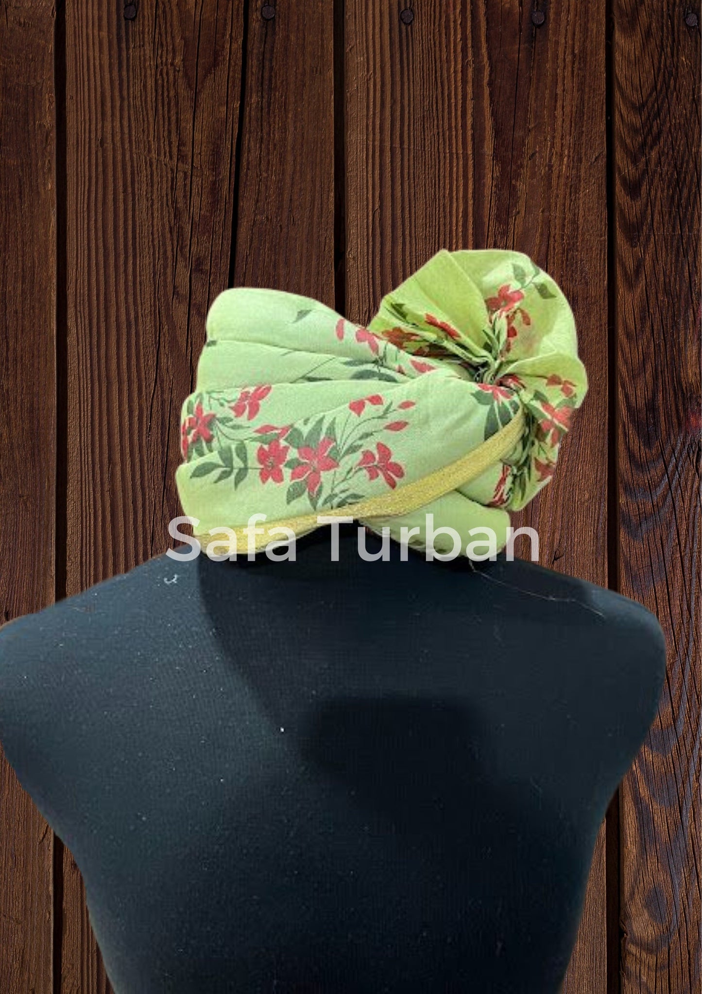 Baraati Wedding Turban- Green Floral- Safa Turban/Pagdi/Premade Turban/ Wedding Safa/Turban/Pagdi for Men (Baraati/Family Turban)