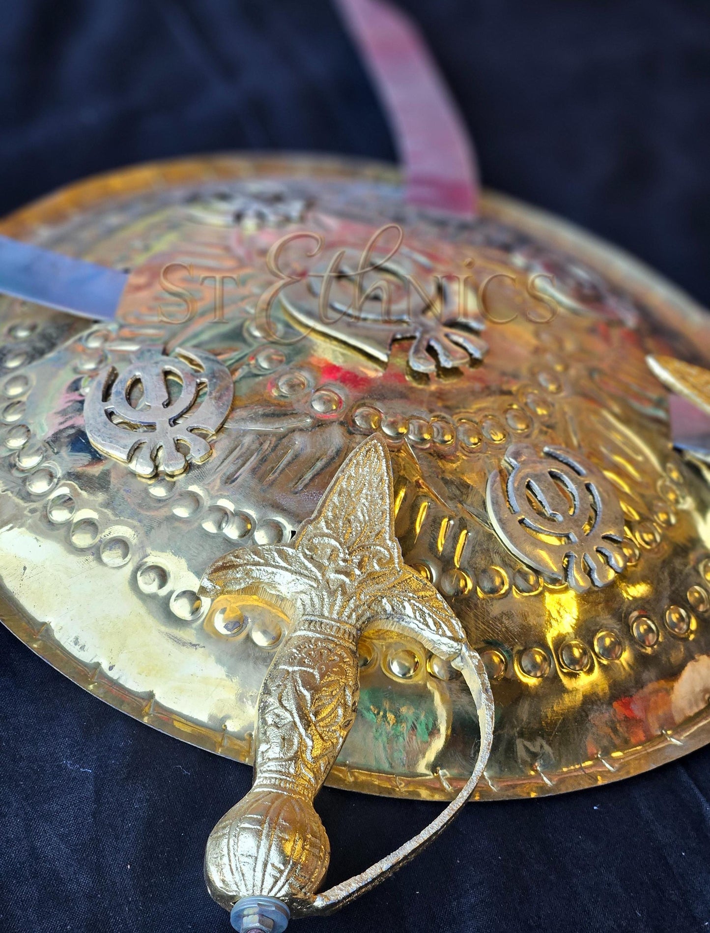 Sikh Kirpan and Dhal Wall Hanging, Khanda Metal Art for Home Décor, Unique Sikh Gift Items.