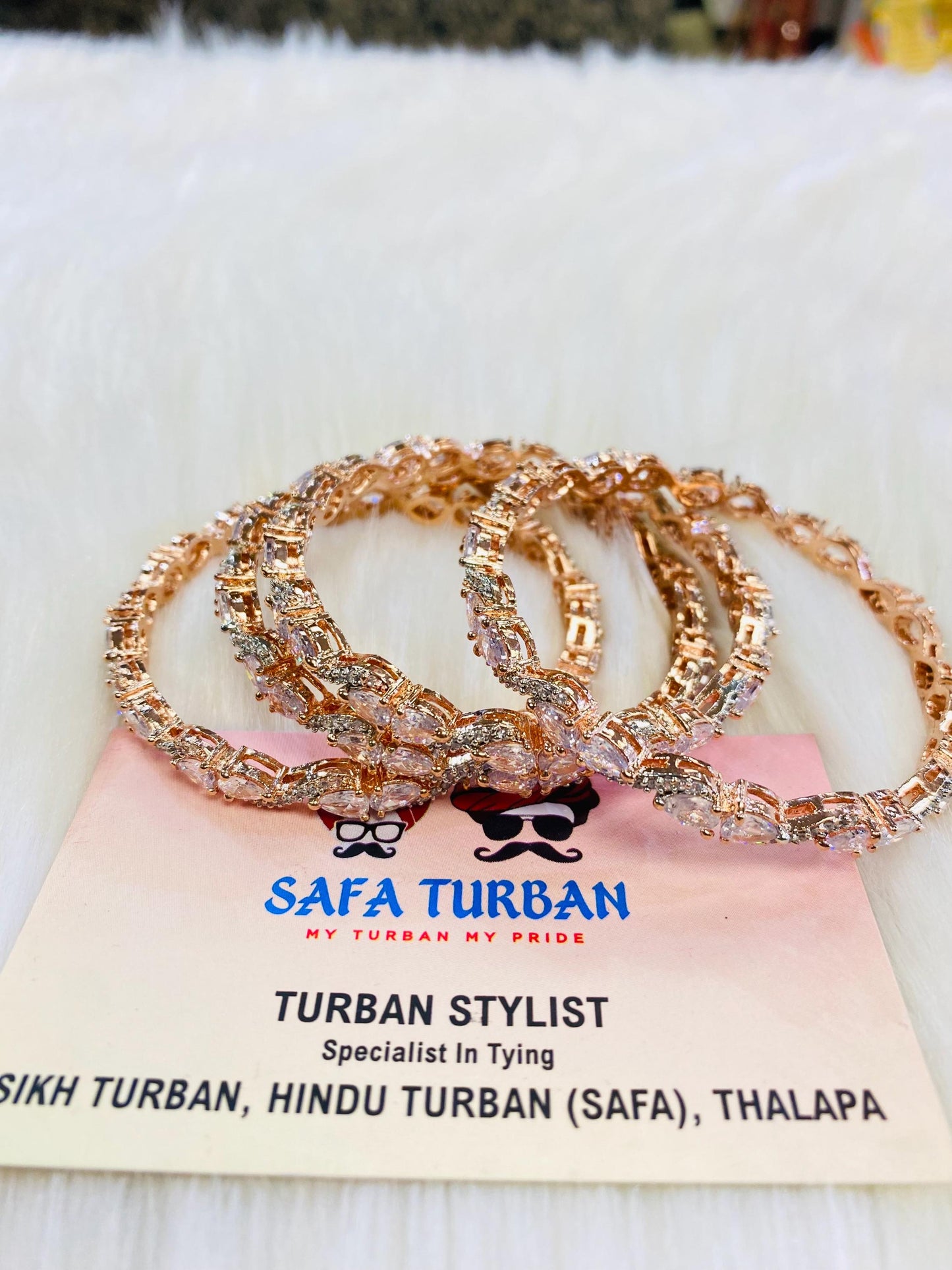 Bangles- AD Rose Gold- Metal Bangles/Wedding bangles/Kada bangles /Stone bangles (Set of 4 BANGLES)