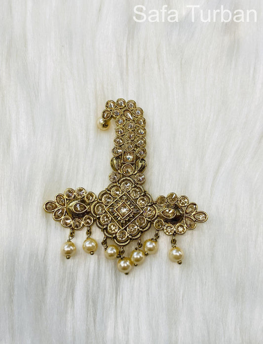 Indian Groom Wedding Accessories- Kundan stone Kalangi/Kalgi for Men's Safa/Groom Pagdi