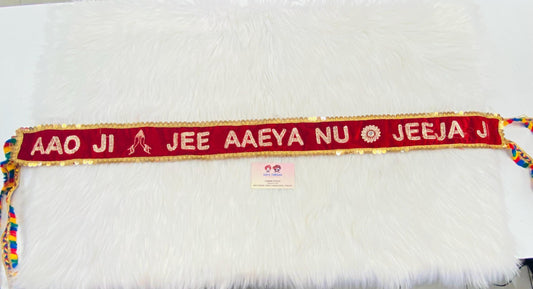 2.5 Meters Custom Wedding Entry Ribbon "Aao ji,Jeeja ji,Jee aaya nu”II Indian Groom/Bride II Indian Wedding Ribbon Cutting Ceremony