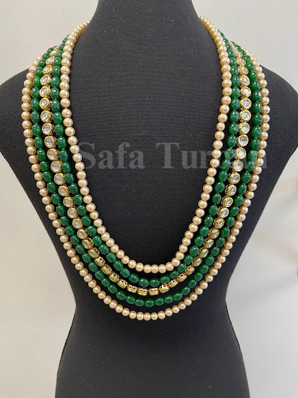 Indian Wedding- Pearl Necklace with Kundan layer for Men/Groom for Wedding (5Layers Pearl)