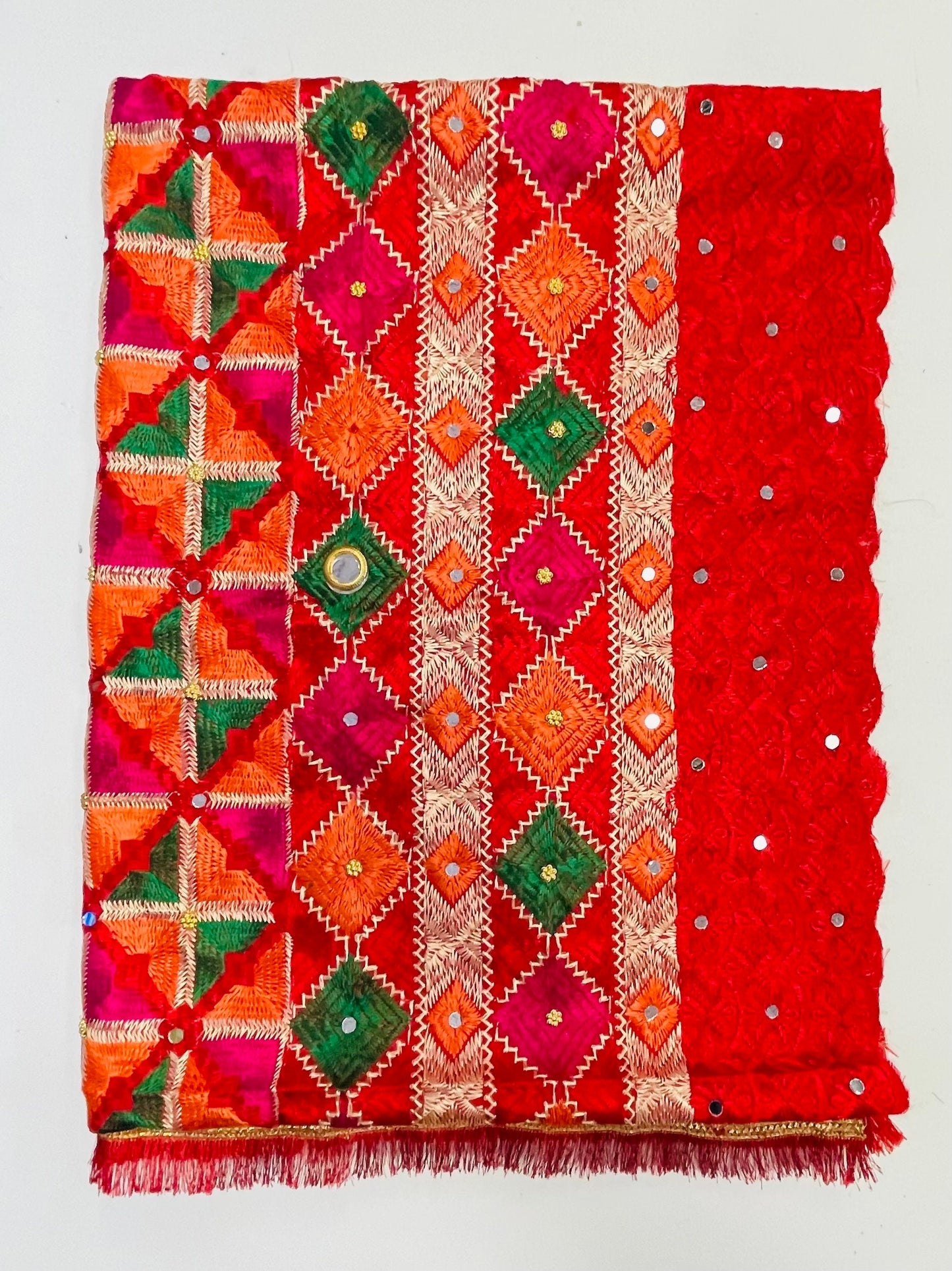 Phulkari Dupatta- Women's Phulkari Dupatta, Scarf, Multicolour Phulkari Chunni, Dupatta
