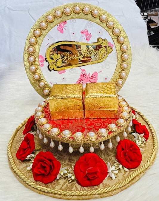 Decorative Engagement Round Ring Platter/ Hand Crafted Decorative Platter For Ring Ceremony/Ring Tray/Ring Box