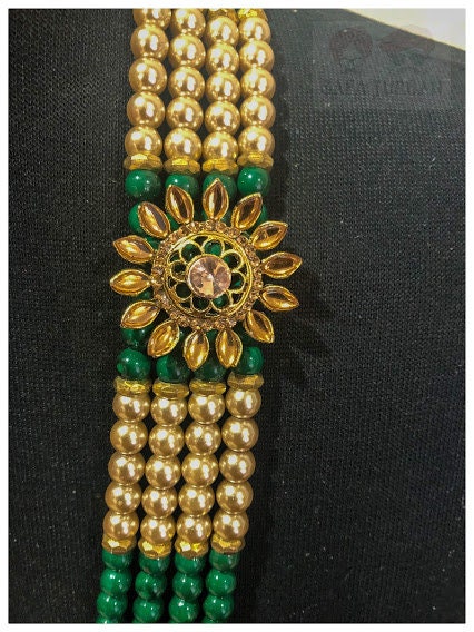 Indian Wedding- Pearl Stone & Studded Necklace for Men/Groom for Wedding