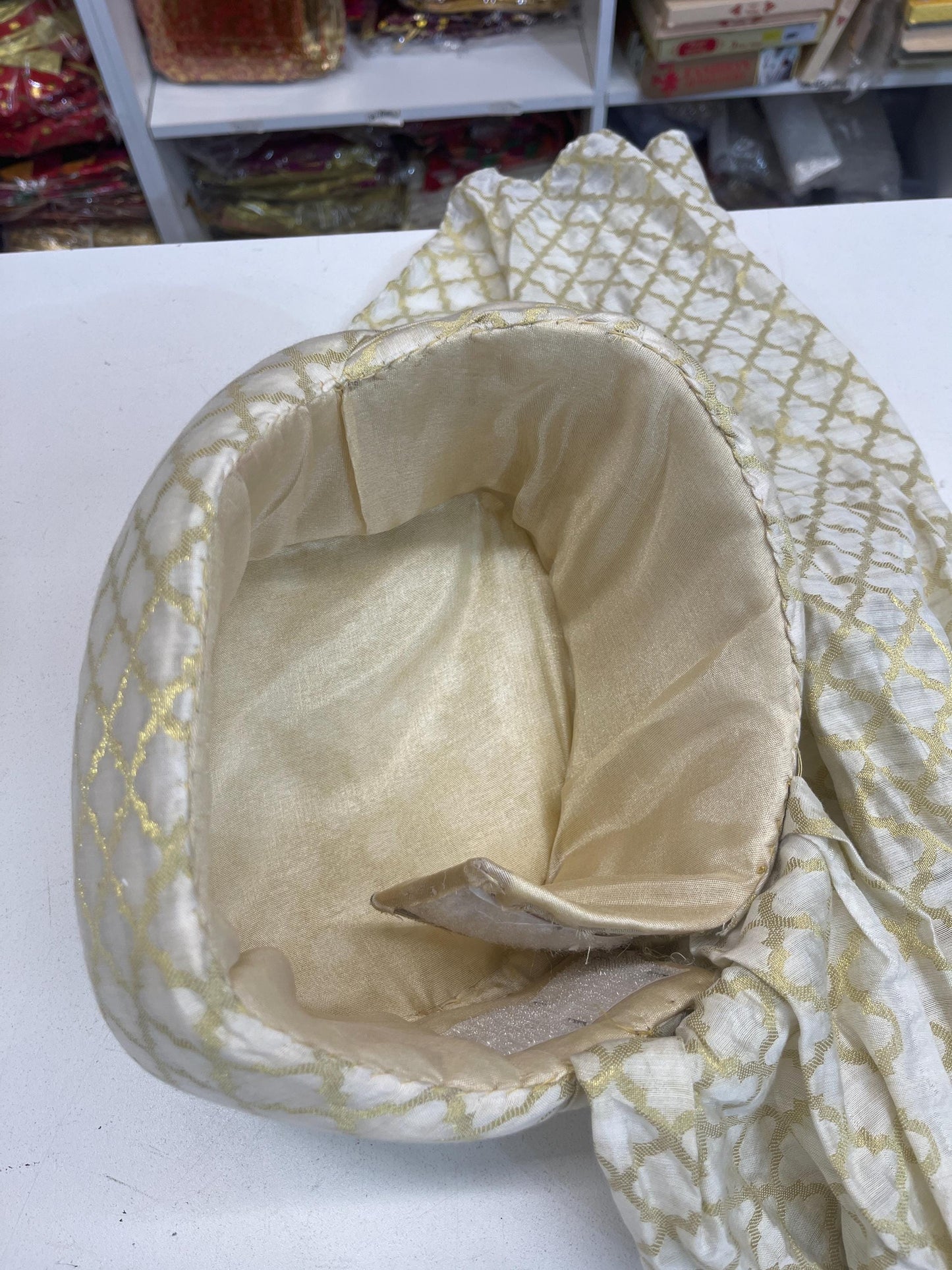 Groom Wedding Turban- Beigh/Cream Adjustable Turban(with velcro)- Safa Turban/Pagdi/Premade Turban/ Wedding Safa/Turban