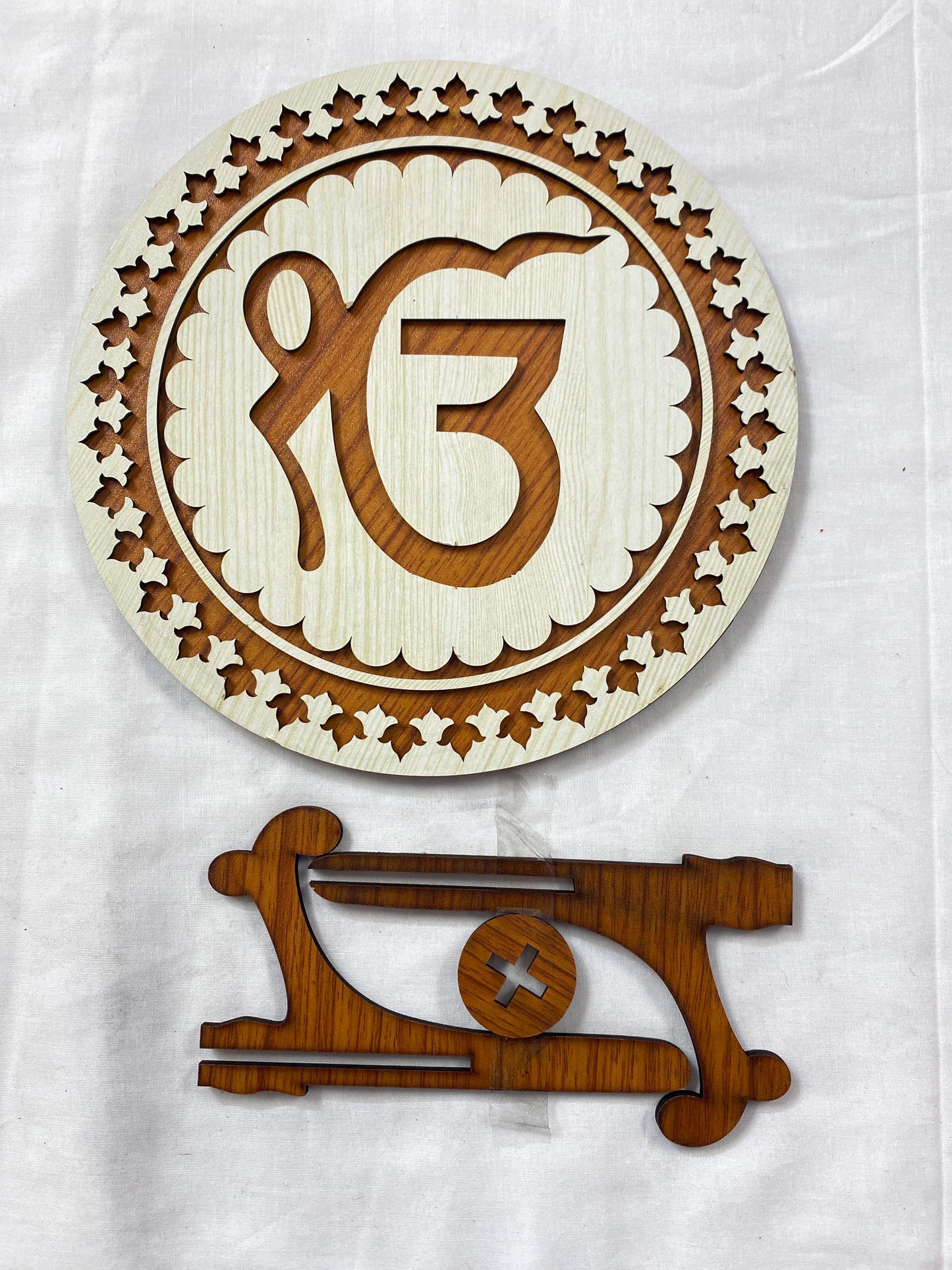 TableTop Wooden  Display Accessories- Ik Onkar  (light brown)Religious/Sikh item/detachable stand /gift item