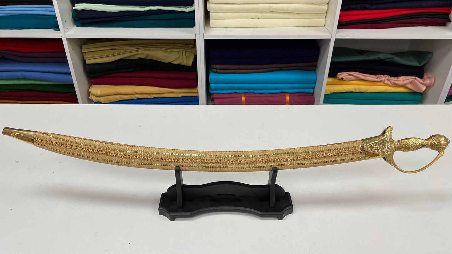 Indian Wedding Decorative Sword/Kirpan- Gold sequin Kirpan with golden handle/For wedding purpose/Decorated Sikh Wedding Kirpan
