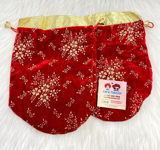 Indian Wedding- Desi Mithai/ Bhaji/Ladoo Bag- Potli Bag for Return Gifts Wedding II Sweets Bag Gift II Print potli (Red)