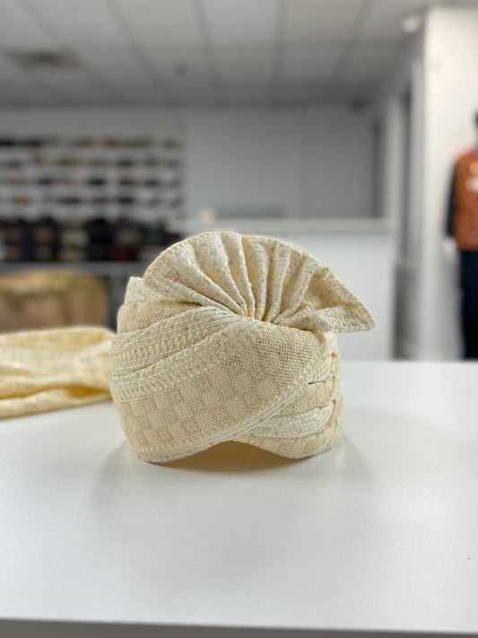 Groom Wedding Pre made Turban- Cream AdjustableTurban(with velcro)- Safa Premade Turban/ Wedding Safa/Turban/Pagdi for Men