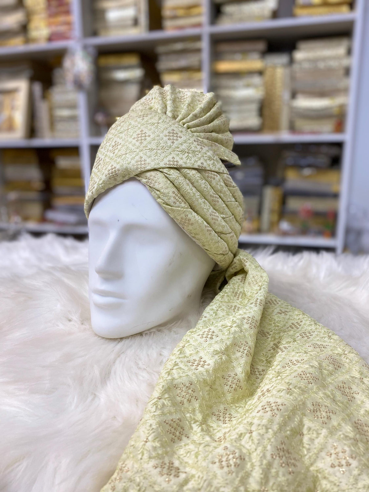 Groom Wedding Turban- Golden Brocade fabric AdjustableTurban(with velcro)- Safa Turban/Pagdi/Premade Turban/ Wedding Safa/Turban