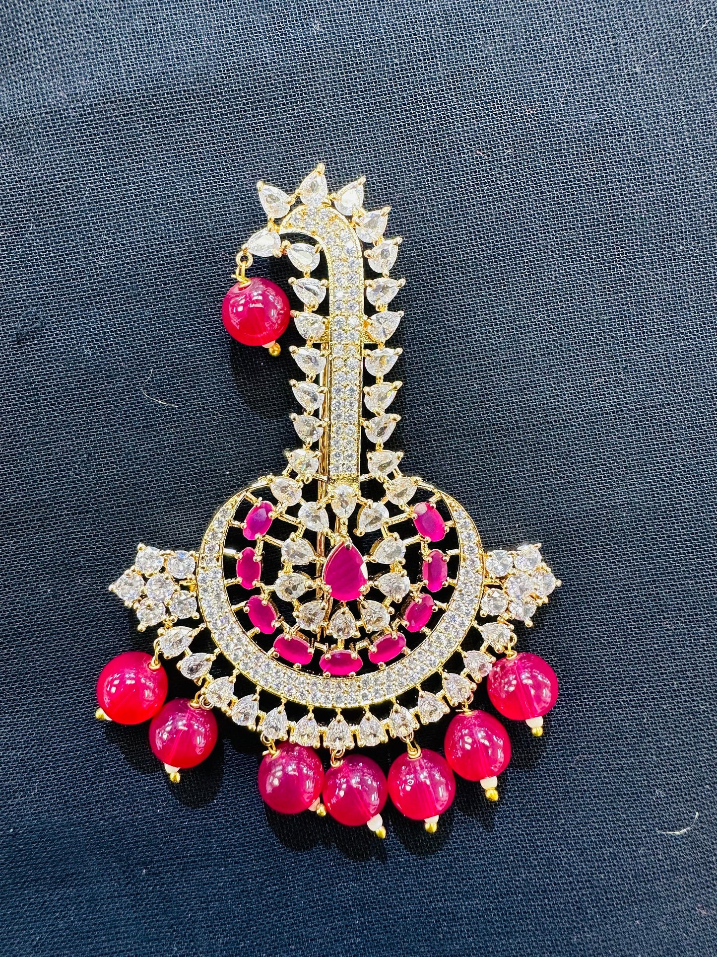 Indian Groom Wedding Accessories- pink diamond Kalangi/Kalgi for Men's Safa/Groom Pagdi