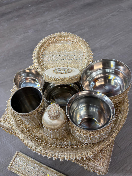 Indian Wedding Accessories- Bride/Groom Mehndi Mayian/ Haldi/ Maiyan/ Vatna Ceremony- Full Set