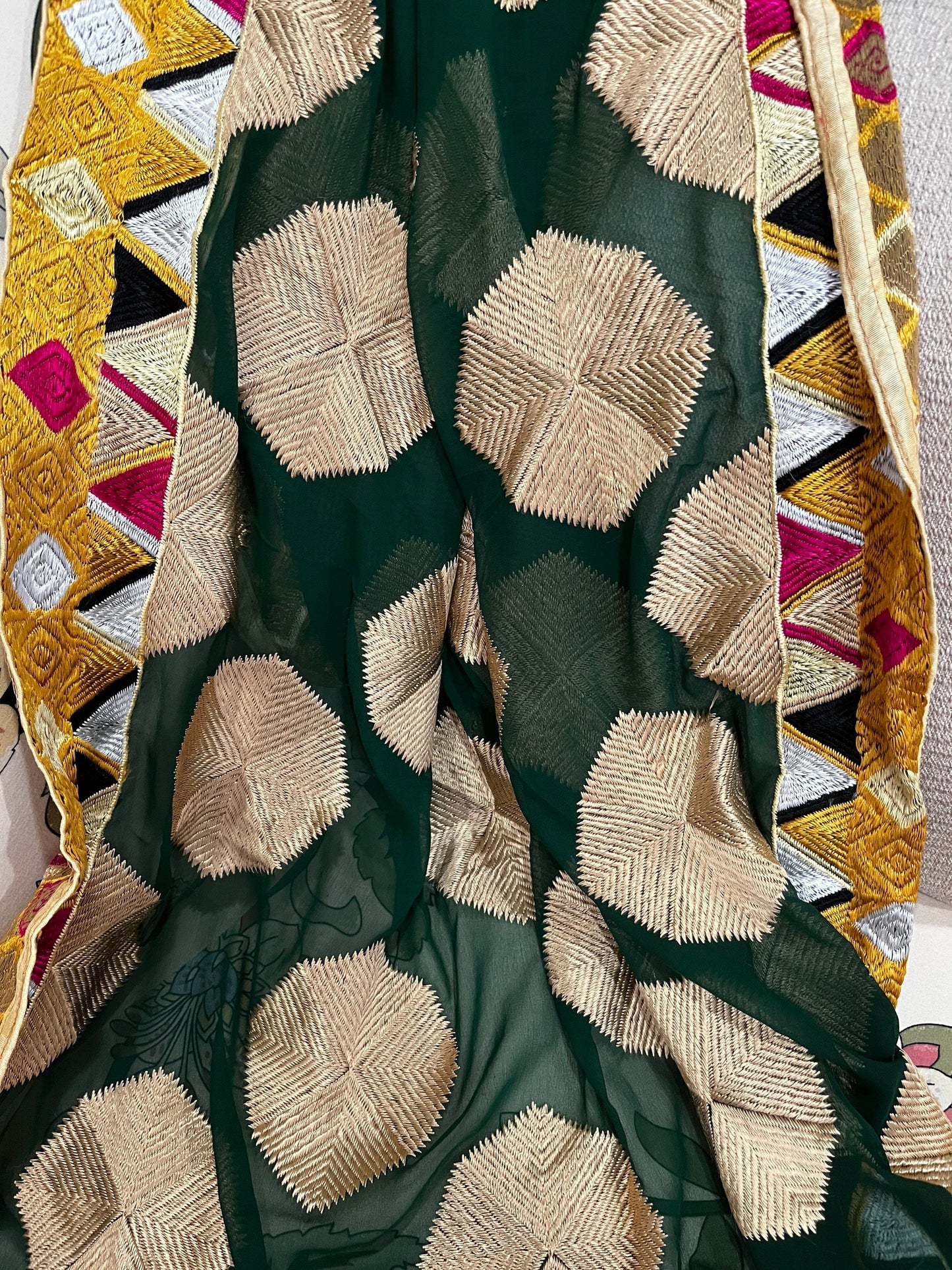 Phulkari Dupatta- Women's Phulkari Dupatta, Scarf, Multicolour Phulkari Chunni, Dupatta