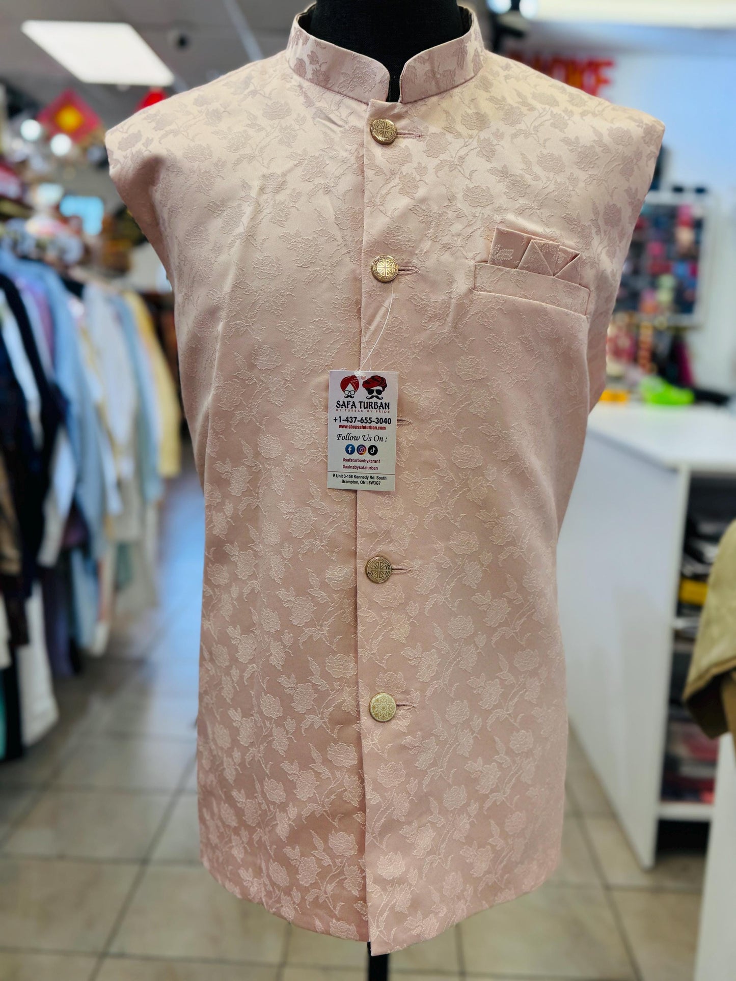 Designer Pink Men Vest- Wedding Vest, Wedding Dress, Kurta Pajama Vest, Casual Wear
