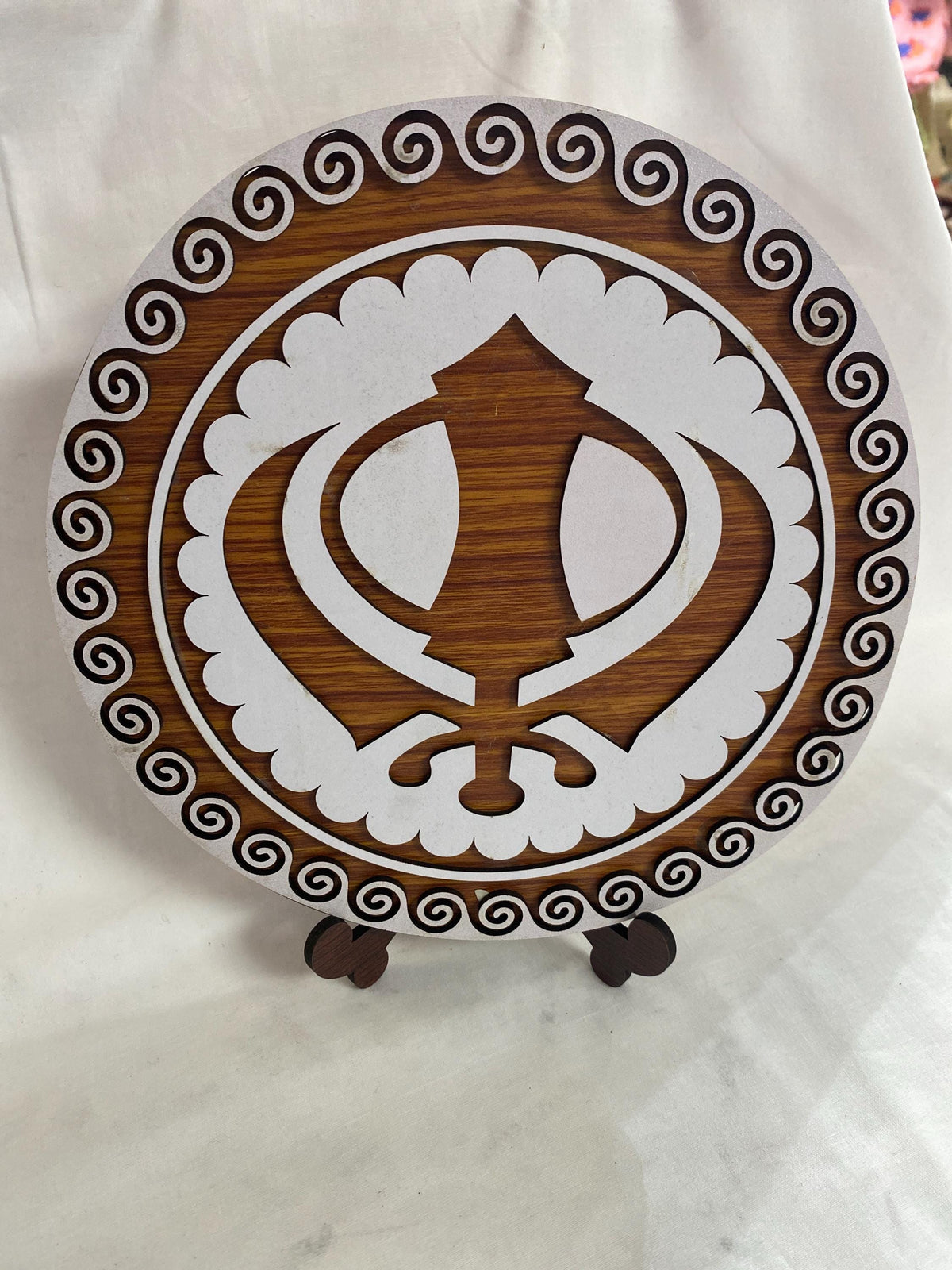 TableTop Wooden  Display Accessories-     Khanda (light brown)Religious/Sikh item/detachable stand /gift item