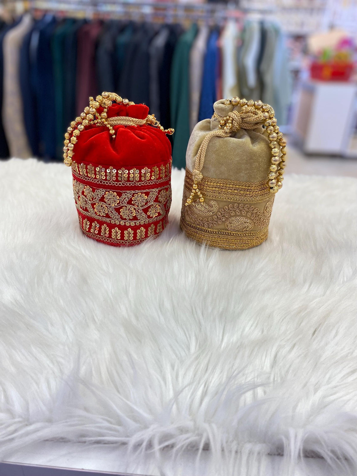 Designer Bridal Potli Bag for women with Embroidery and Embellished Stones