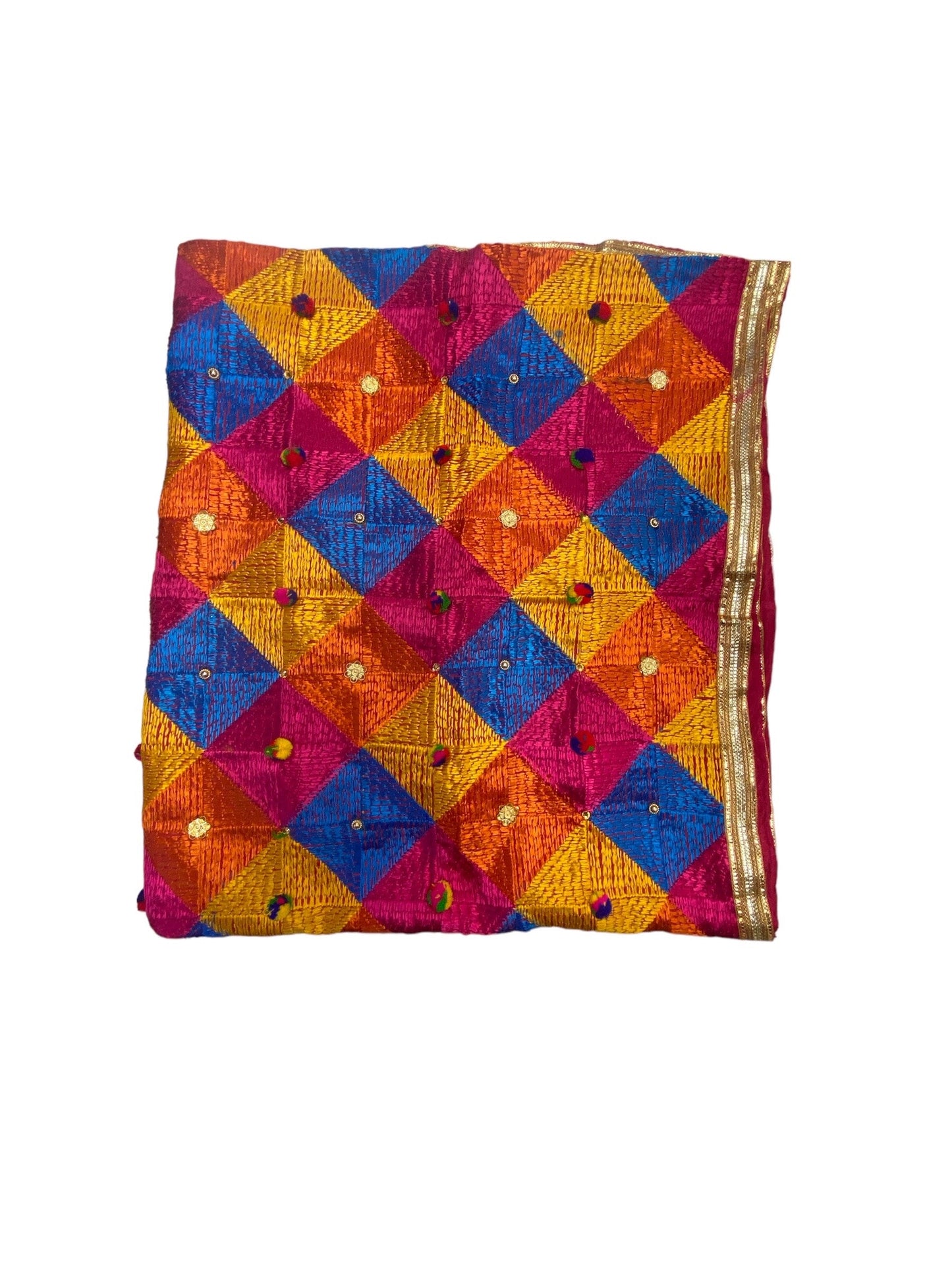 Phulkari Dupatta- Women's Phulkari Dupatta, Scarf, Multicolour Phulkari Chunni, Dupatta