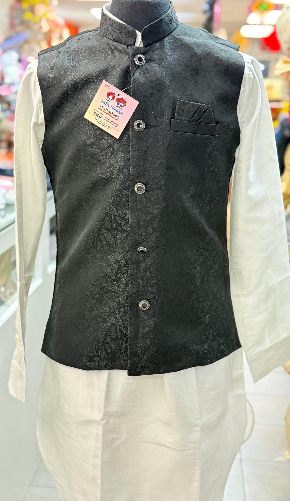Designer Black Men Vests- Men Vests- Wedding Vest, Kurta Pajama Vest, Prom Party Dress, Casual Wear (Size available 38,40,42,44,46)