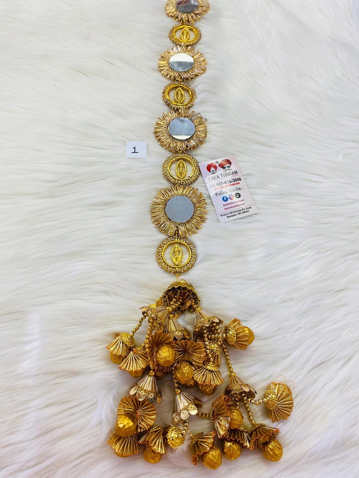 Punjabi Golden Colour Fabric Parandi Tassles Hair Extensions with Beads for Women and Girls (Sold per piece)