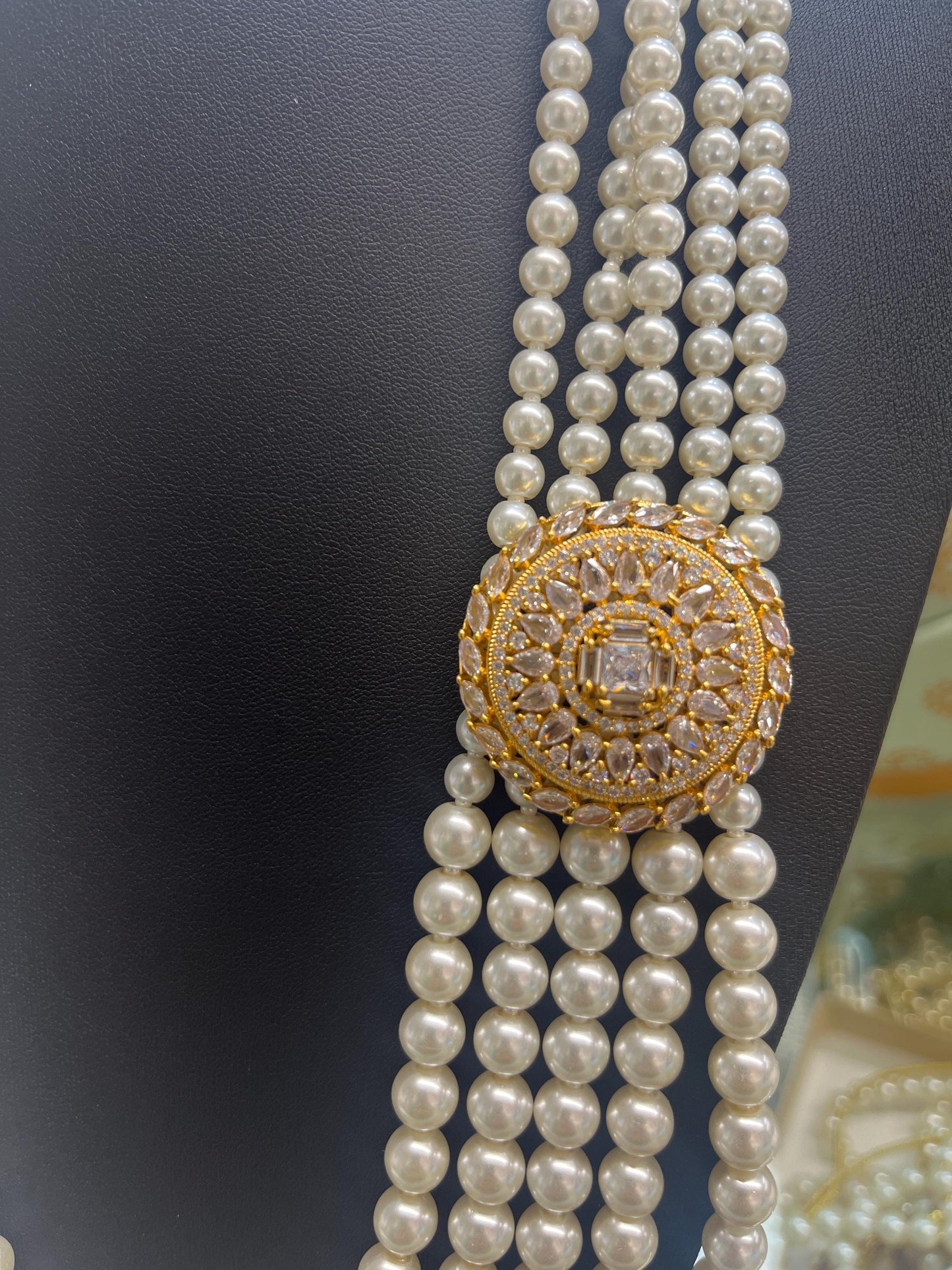 Indian Wedding-Pearl and  Kundan Five Layered Maharaja Haar/ Necklace for Groom for Wedding