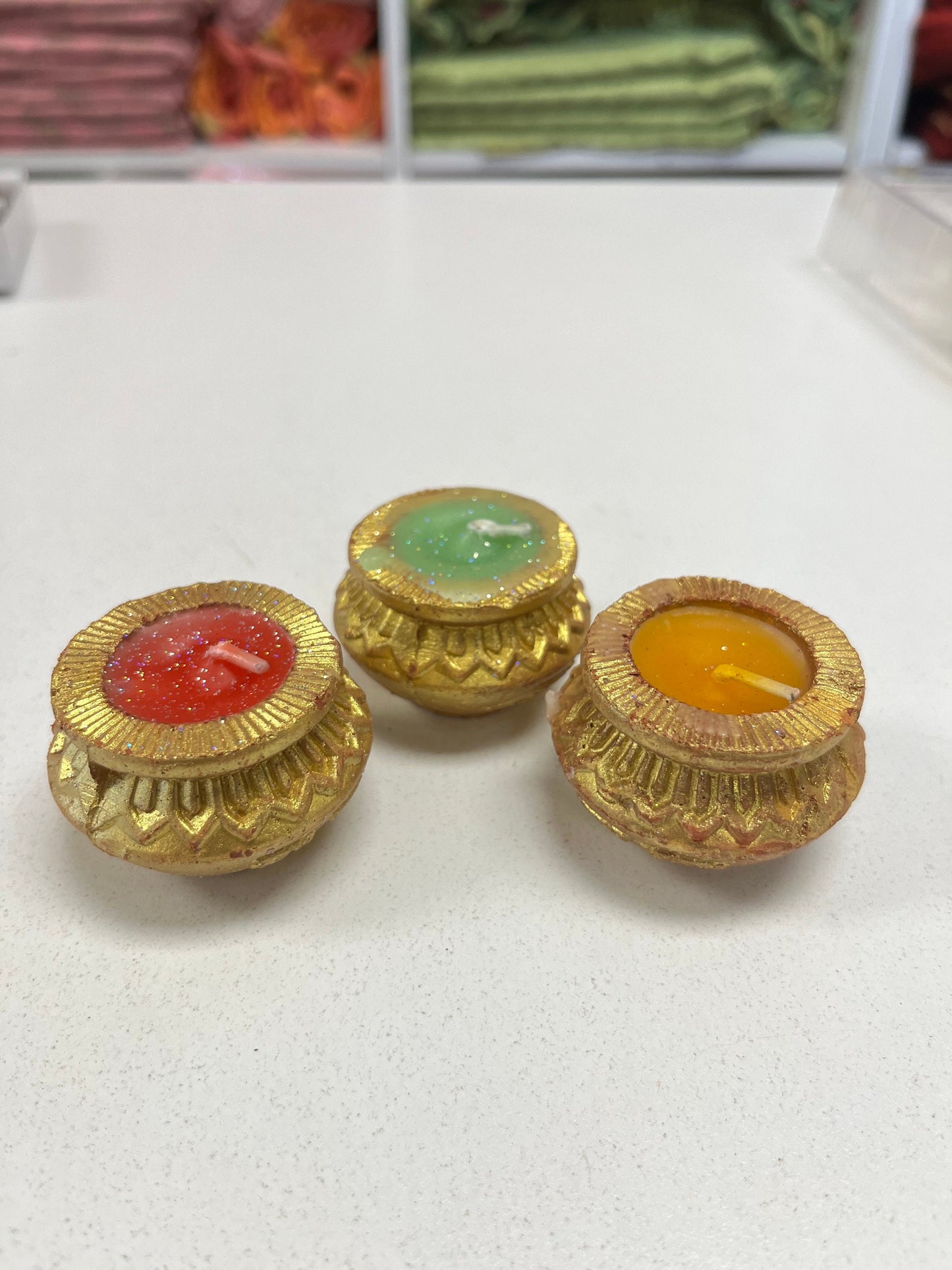 Hand Made Diya Tea Light Candles Holder for Diwali Decoration |  Diwali Diya for Home Decoration ( Incl. Wax Tea Lights) ( Set of 6)