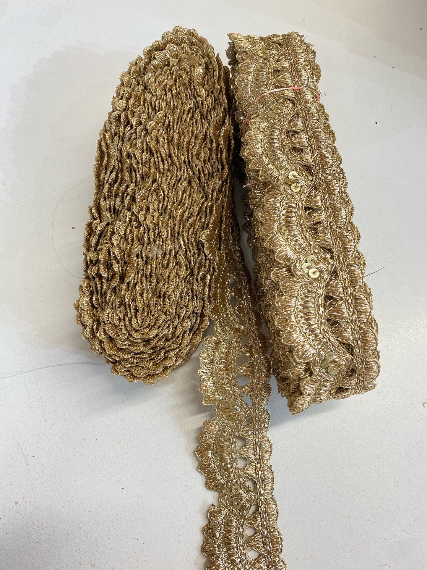 Golden  CutWork Lace 1.5"(inch) for Dresses, Sarees, Lehenga, Suits, Blouses, Dupatta, Chunri, and Craft (9 meters roll)