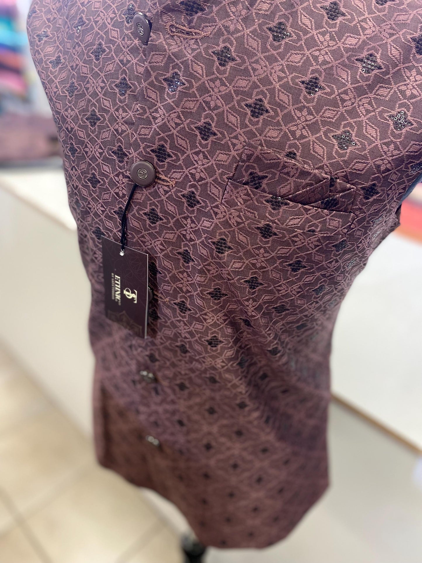 Designer Wine and black Men Vests- Men Vests- Wedding Vest, Kurta Pajama Vest, Prom Party Dress, Casual Wear (Size available 38,40,42,44,46)