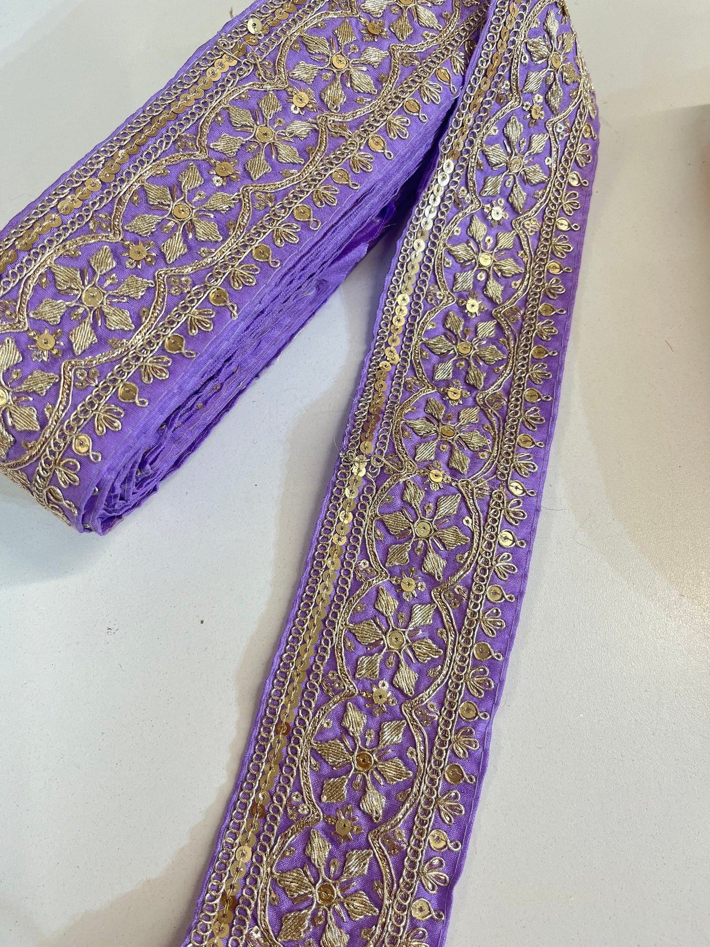 2.75" (inch) width Highlight Border Lace for Dresses, Sarees, Lehenga, Suits, Blouses, Dupatta, Chunri, and Craft (9 meters roll)