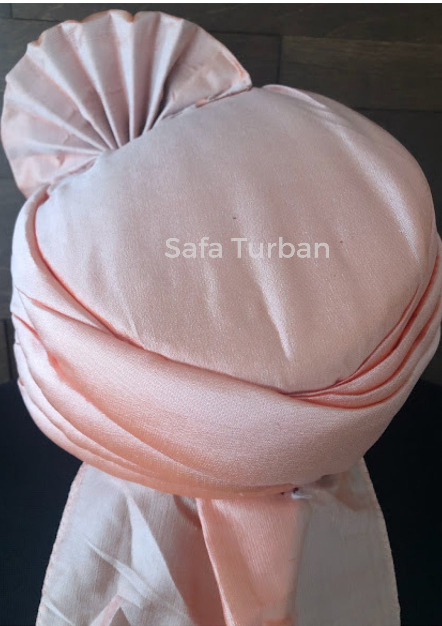 Indian Wedding- Silk Fabric handmade Safa for groom in Peach colour, Groom Head Safa Turban/Pagdi Headwrap for Dulha