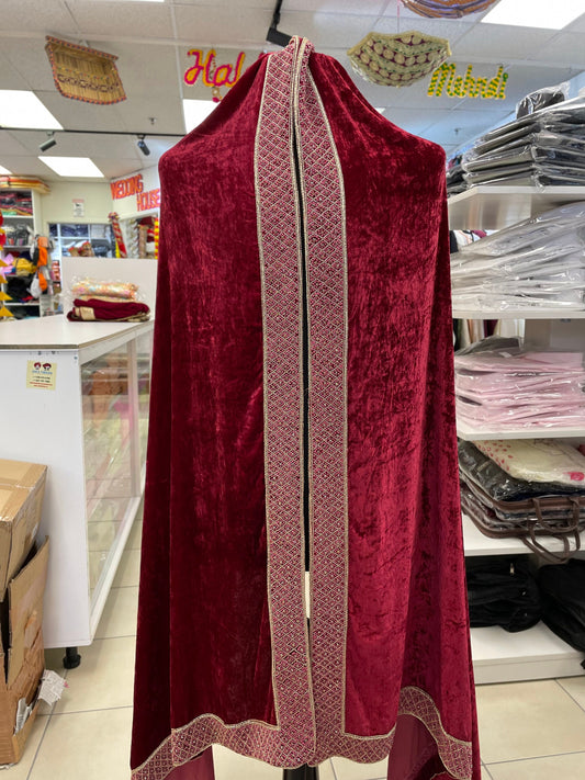 Indian Wedding-Velvet Hand Embroided Shwal/ Dupatta- Women's/Men's Velvet Shwal,Dupatta