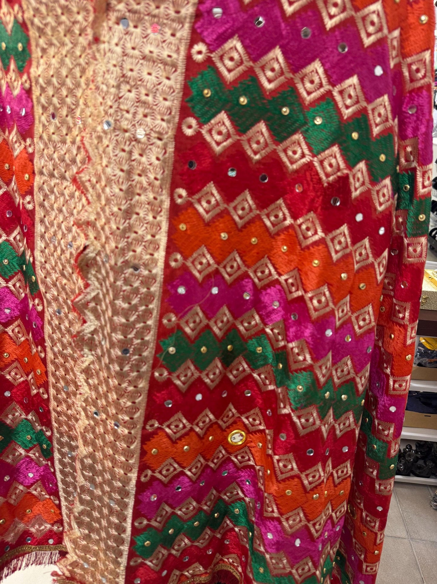 Phulkari Dupatta- Women's Beautiful Phulkari Dupatta, Scarf,Multicoloured Phulkari Chunni, Dupatta