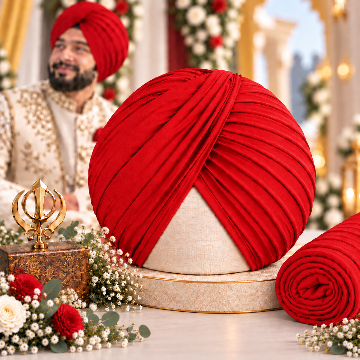 Sikh Turban- Blood Red (Full Voile and Rubia(Medium)/Half and Half Voile)