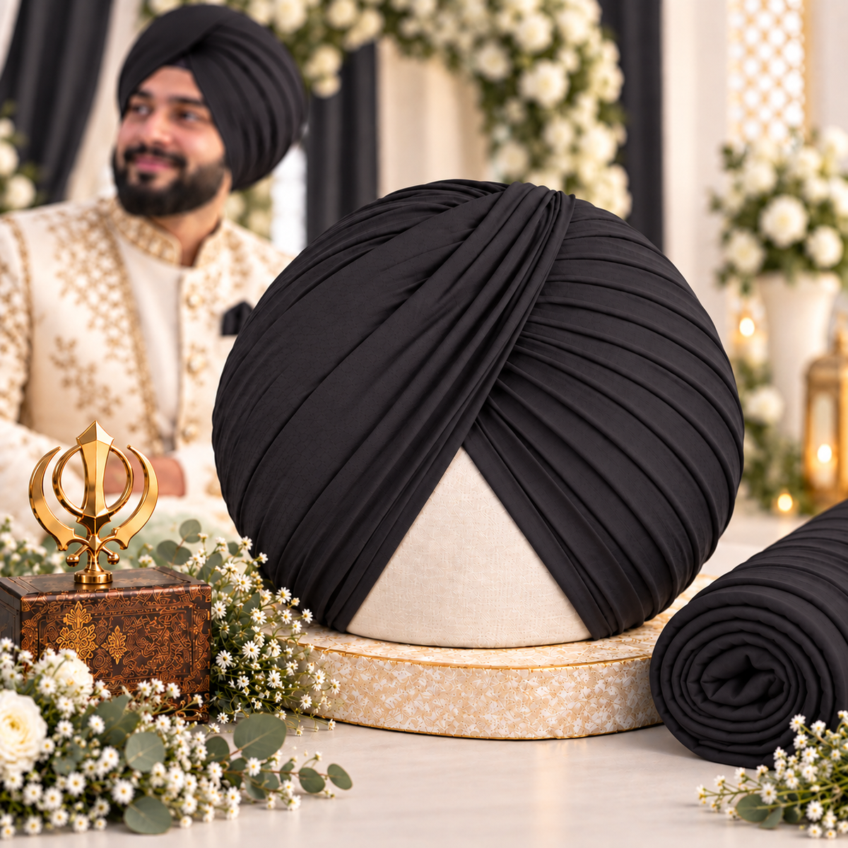 Sikh Turban- Dark Brown (Full Voile and Rubia(Medium)/Half and Half Voile)