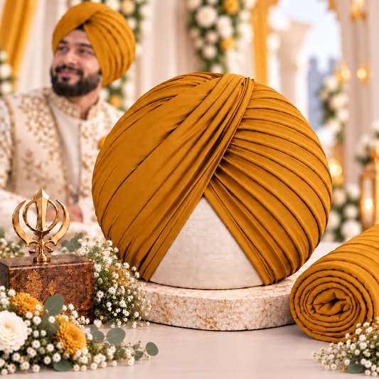 Sikh Turban- Mustard (Full Voile and Rubia(Medium)/Half and Half Voile)