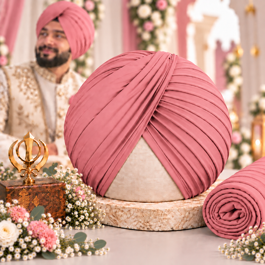Sikh Turban- Peachish Pink (Full Voile and Rubia)