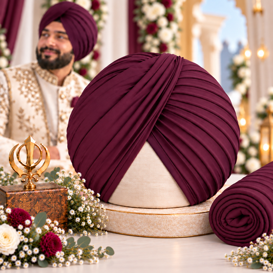 Sikh Turban- Plum (Full Voile and Rubia/Half and Half Voile)