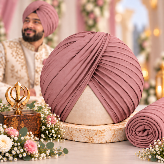 Sikh Turban- Rose pink  (Full Voile and Rubia(Medium)/Half and Half Voile)