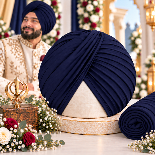 Sikh Turban- Denim blue (Full Voile and Rubia/Half and Half Voile)