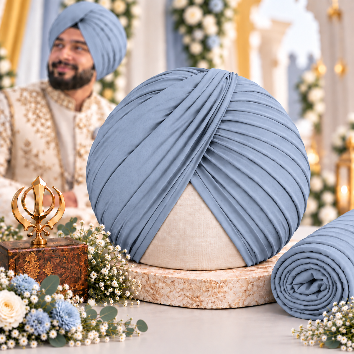 Sikh Turban- Sky Blue (Full Voile and Rubia /Half and Half Voile)