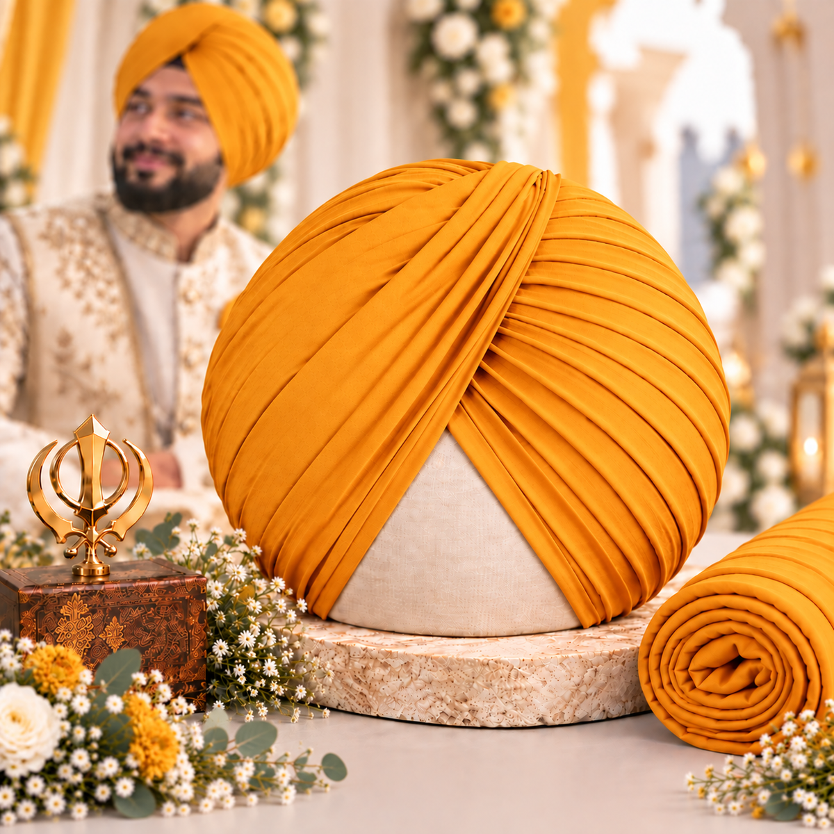 Sikh Turban- Yellow Mustard (Full Voile and Rubia(Medium)/Half and Half Voile)