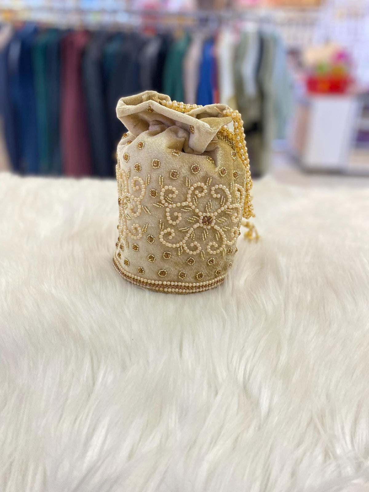 Designer Bridal Potli Bag for women with Embroidery and Embellished Stones