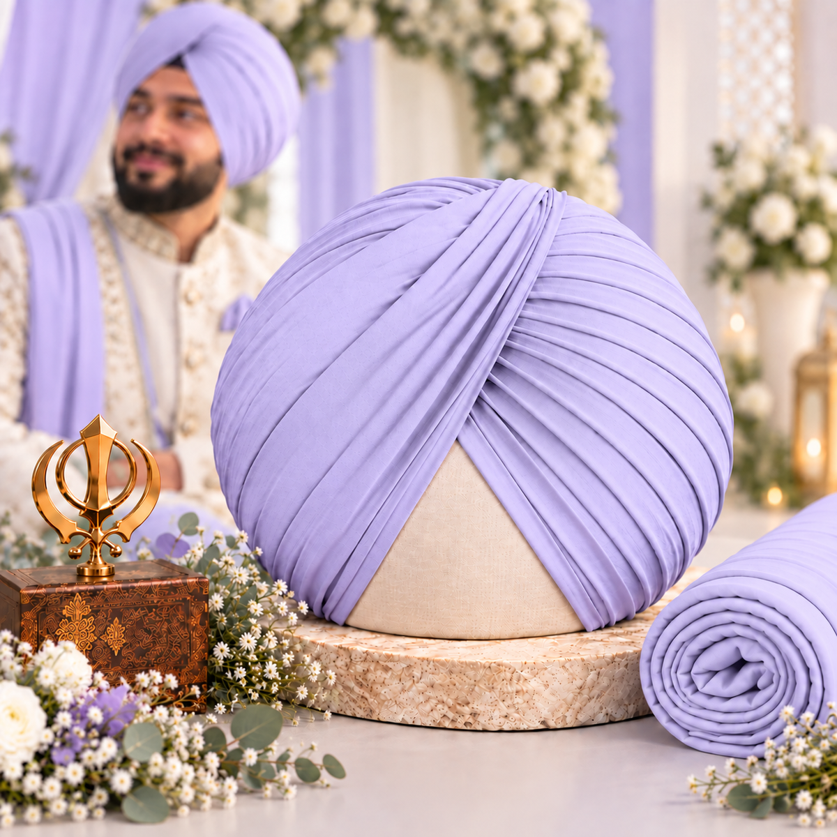 Sikh Turban-  Lilac Purple (Full Voile and Rubia(Medium)/Half and Half Voile)