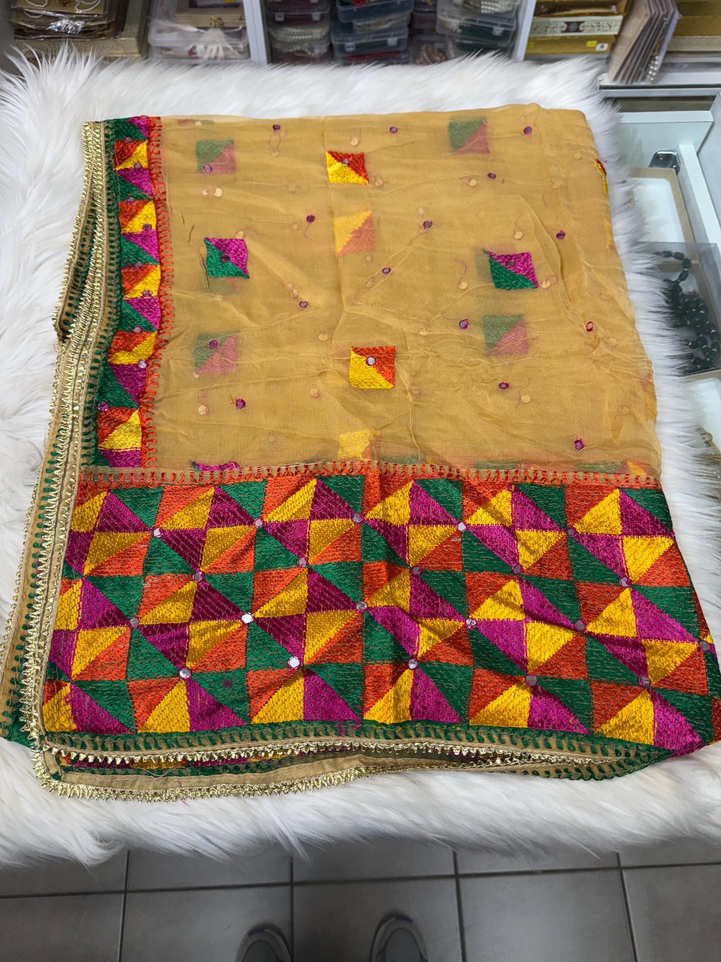 Phulkari Dupatta- Women's Beautiful Phulkari Dupatta, Scarf,Multicoloured  Phulkari Chunni, Dupatta